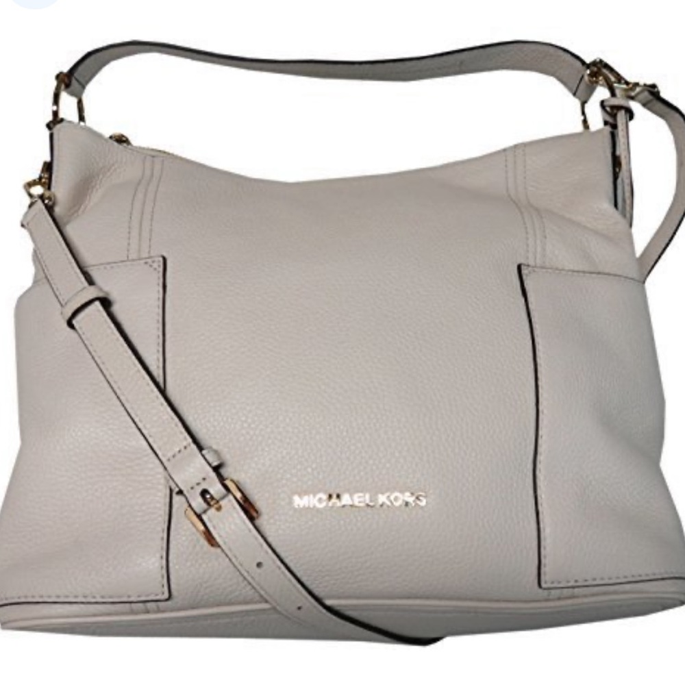 MICHAEL KORS ANITA PEARL GRAY LARGE CONVERTABLE CROSSBODY NEW WITH TAGS …